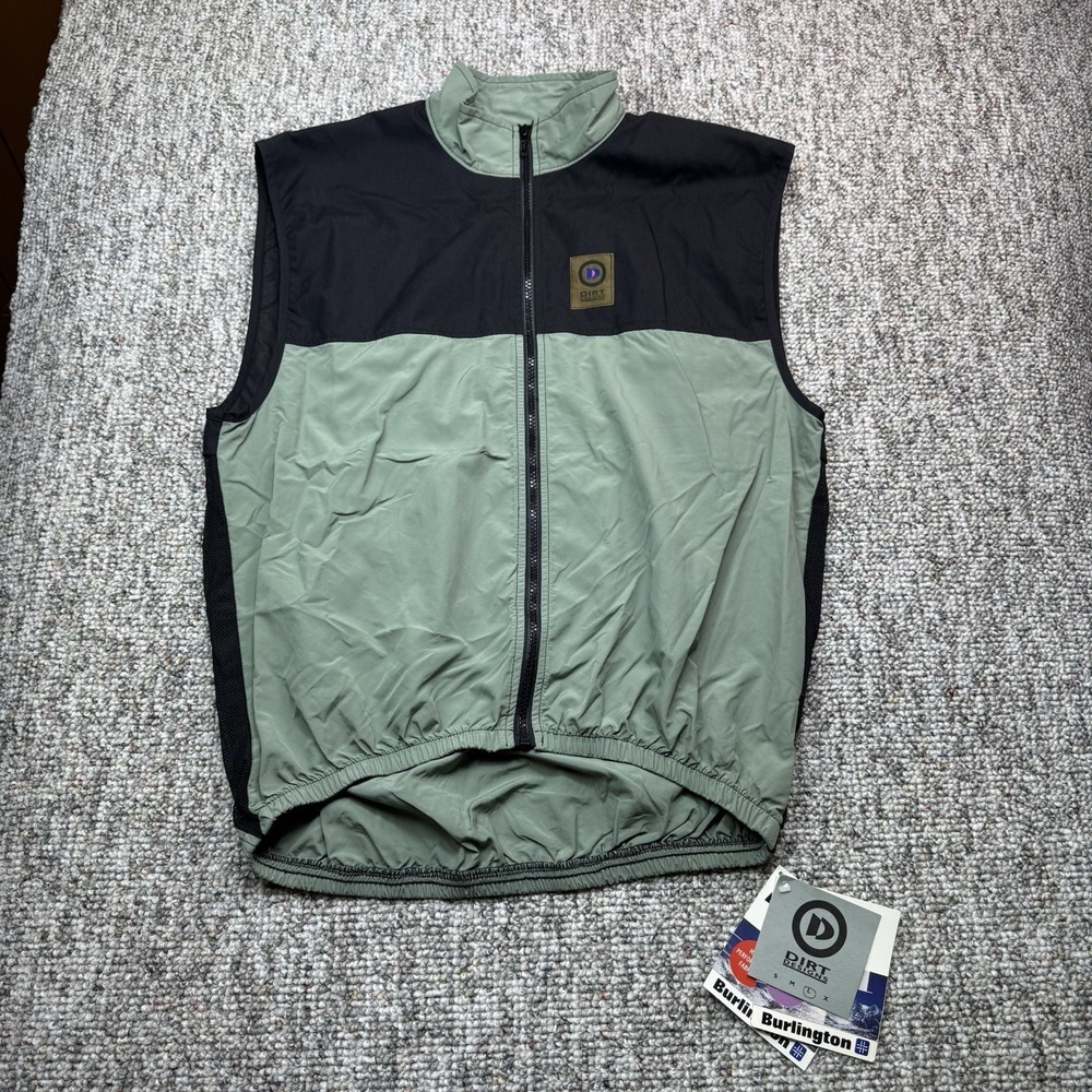 Vintage Vest Dirt Designs Mens Large Cycling Nylon Durepel Black Green NWT